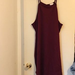 ON HOLD Burgundy Square Neck Halter Dress Wet Seal